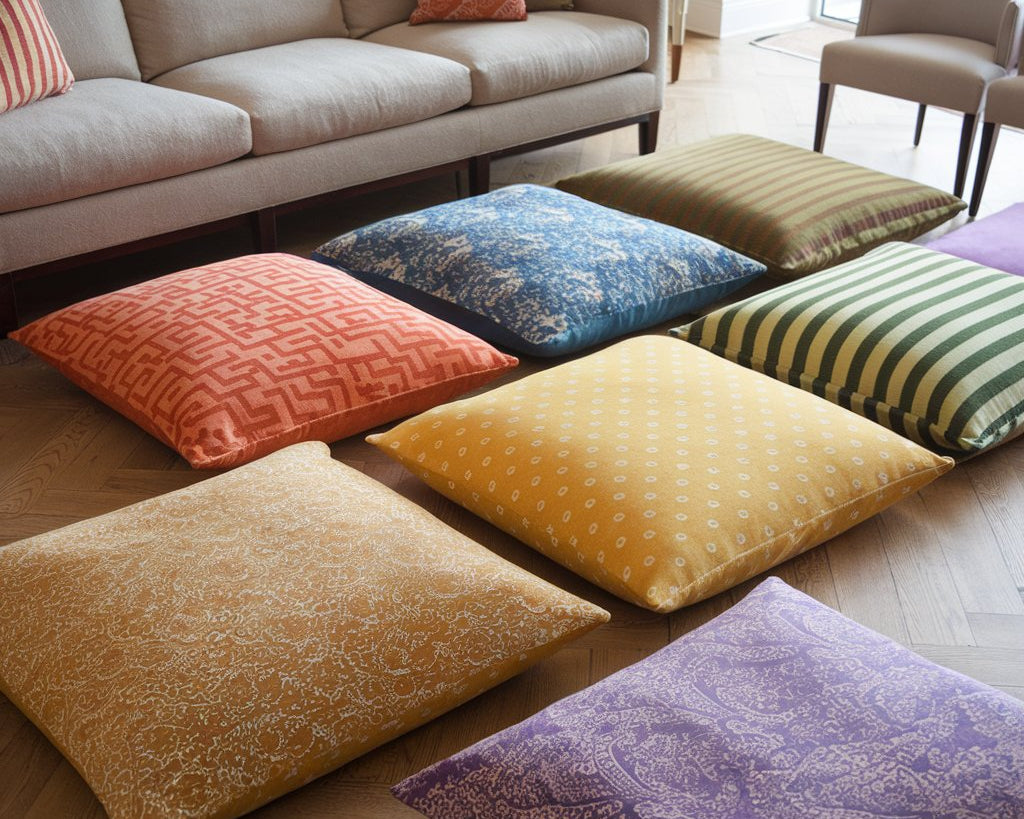 A photo of a living room with a beige sofa and a few chairs