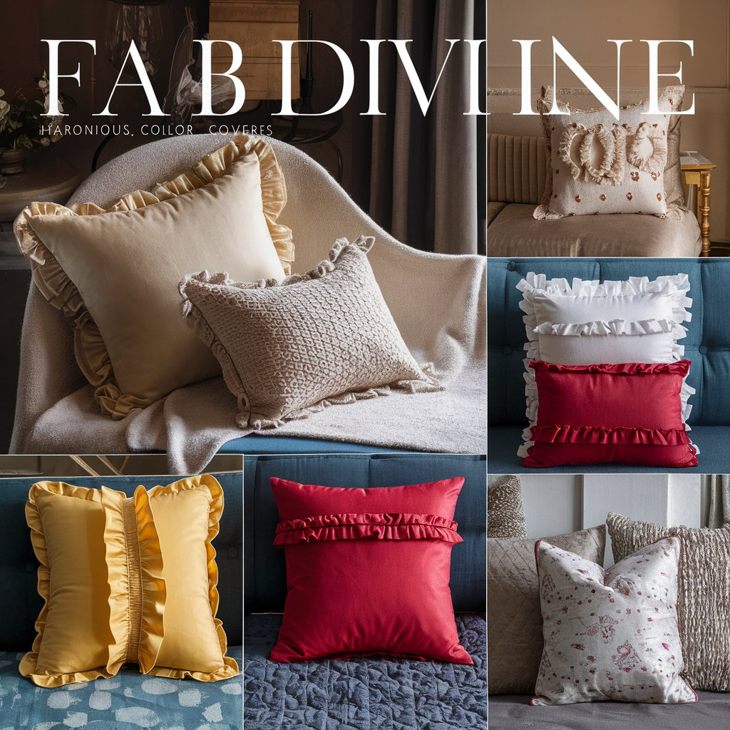  featuring a luxurious and comfortable FabDivine pillow, showcasing a harmonious blend of sophistication and coziness. The pillow covers are presented in a variety of shapes. 