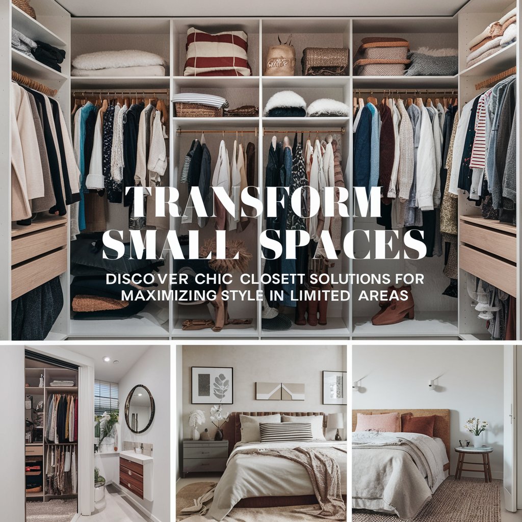 A visually appealing cover image featuring a pristine, organized closet with various clothing items neatly arranged in creative ways. The one-line title reads: "Transform Small Spaces: Discover Chic Closet Solutions for Maximizing Style in Limited Areas.