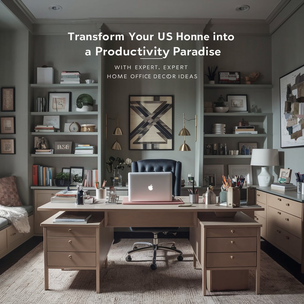 A stunning cover image showcasing a beautifully designed home office filled with contemporary and functional furniture. The room features a spacious desk with a laptop and multiple stationery items, a cozy reading corner, and tasteful wall art.