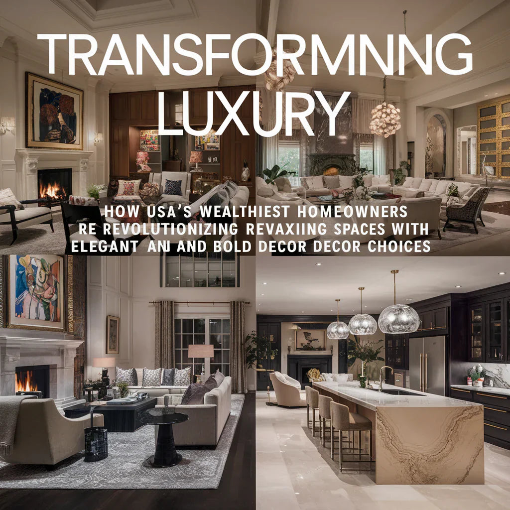 An eye-catching image featuring a luxurious living space decorated by USA's wealthiest homeowners, showcasing a blend of contemporary and classic styles.