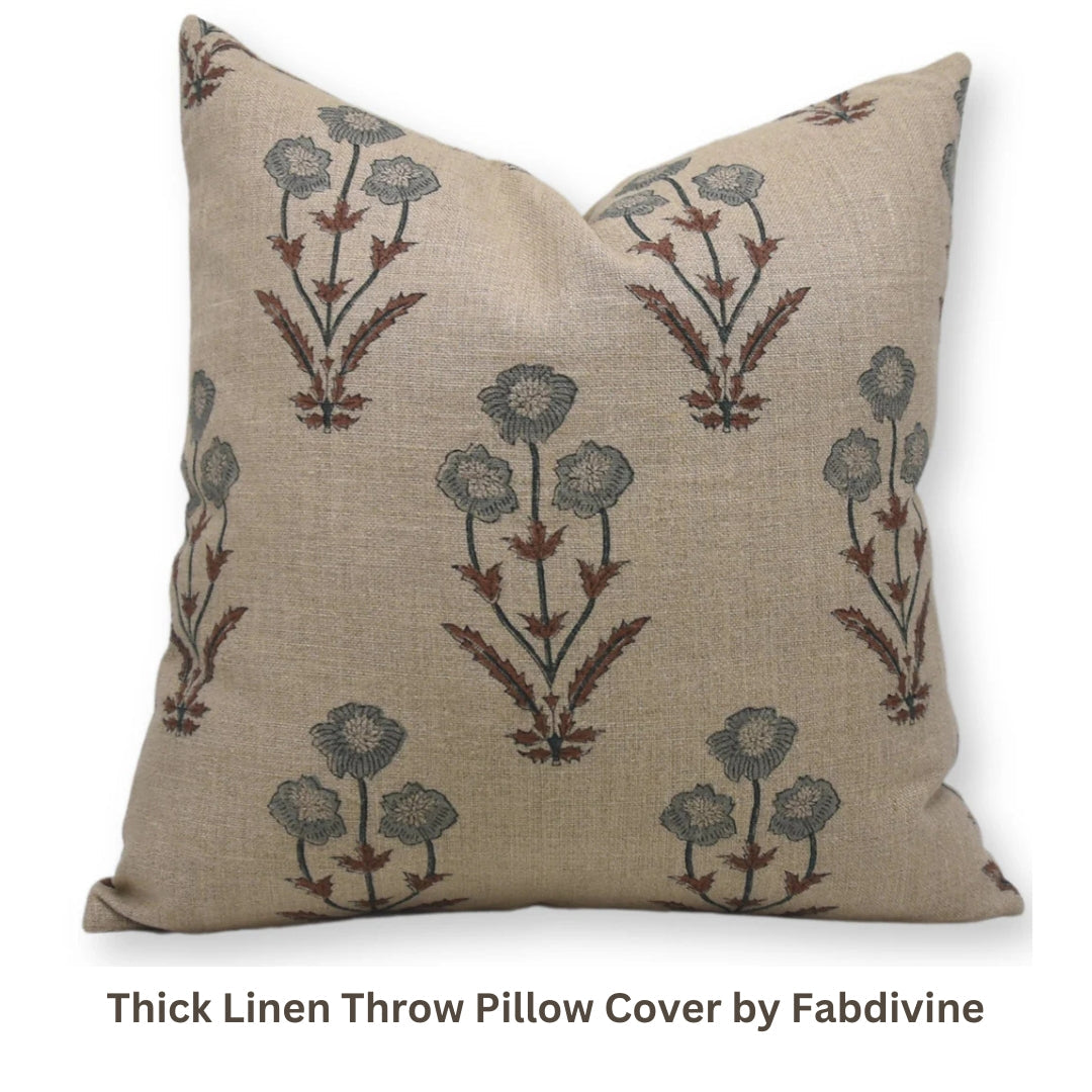 Thick Linen Throw Pillow Cover by Fabdivine