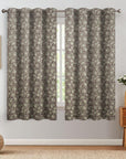 Blackout Floral Linen Grommet Curtain - Hand-Printed Designer Darkening Window Treatment - Amritveela