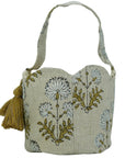 HANDMADE LINEN BASKETS BLOCK PRINTED FLORAL ORGANIZER BEAUTY & HOME - RISHI PRINT