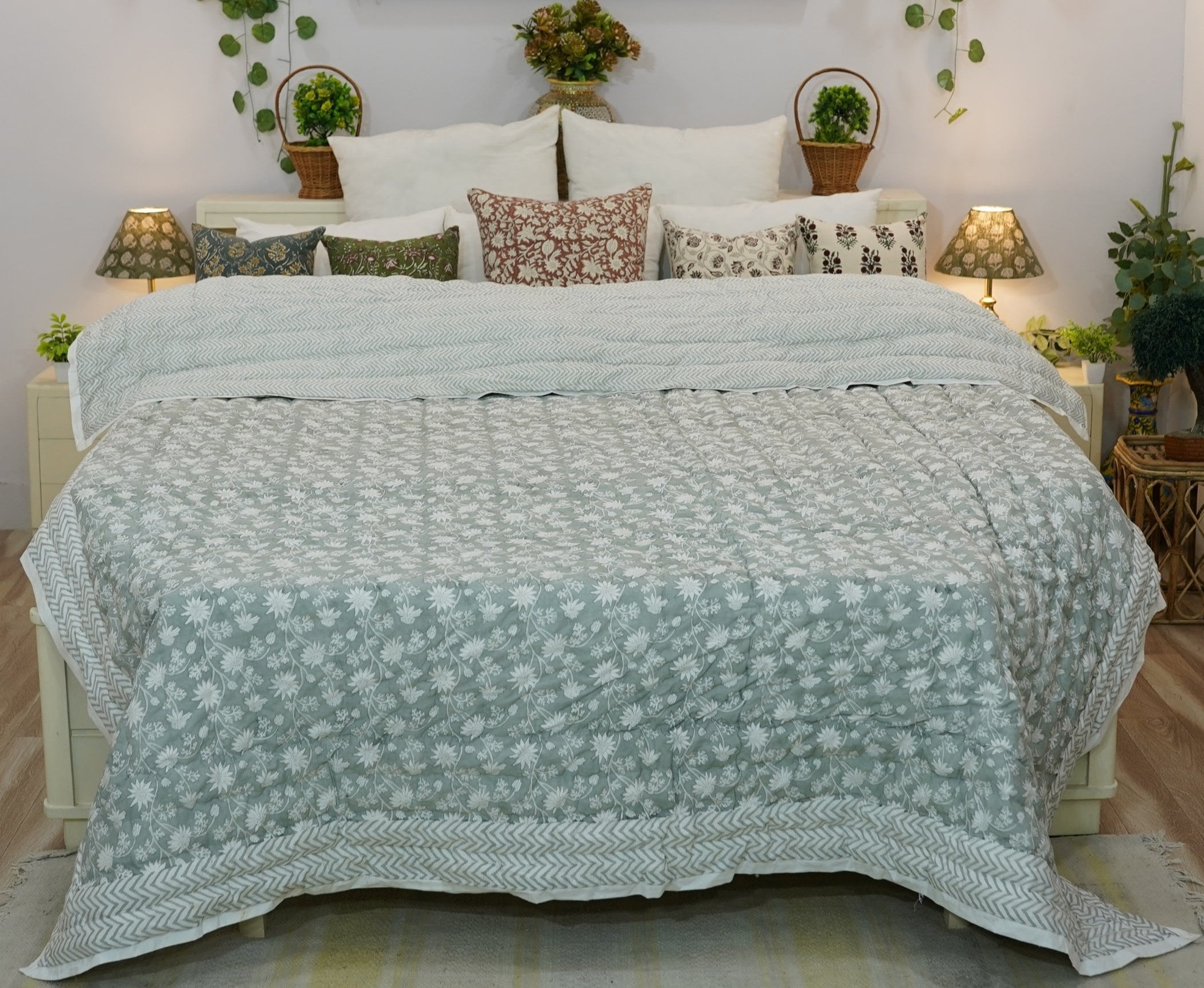 Soft Cotton Block Printed Winter Comforter/Quilts