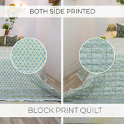 Pure Cotton Hand Block Printed Floral Winter Quilt/Blanket – Soft, Cozy, and Elegant