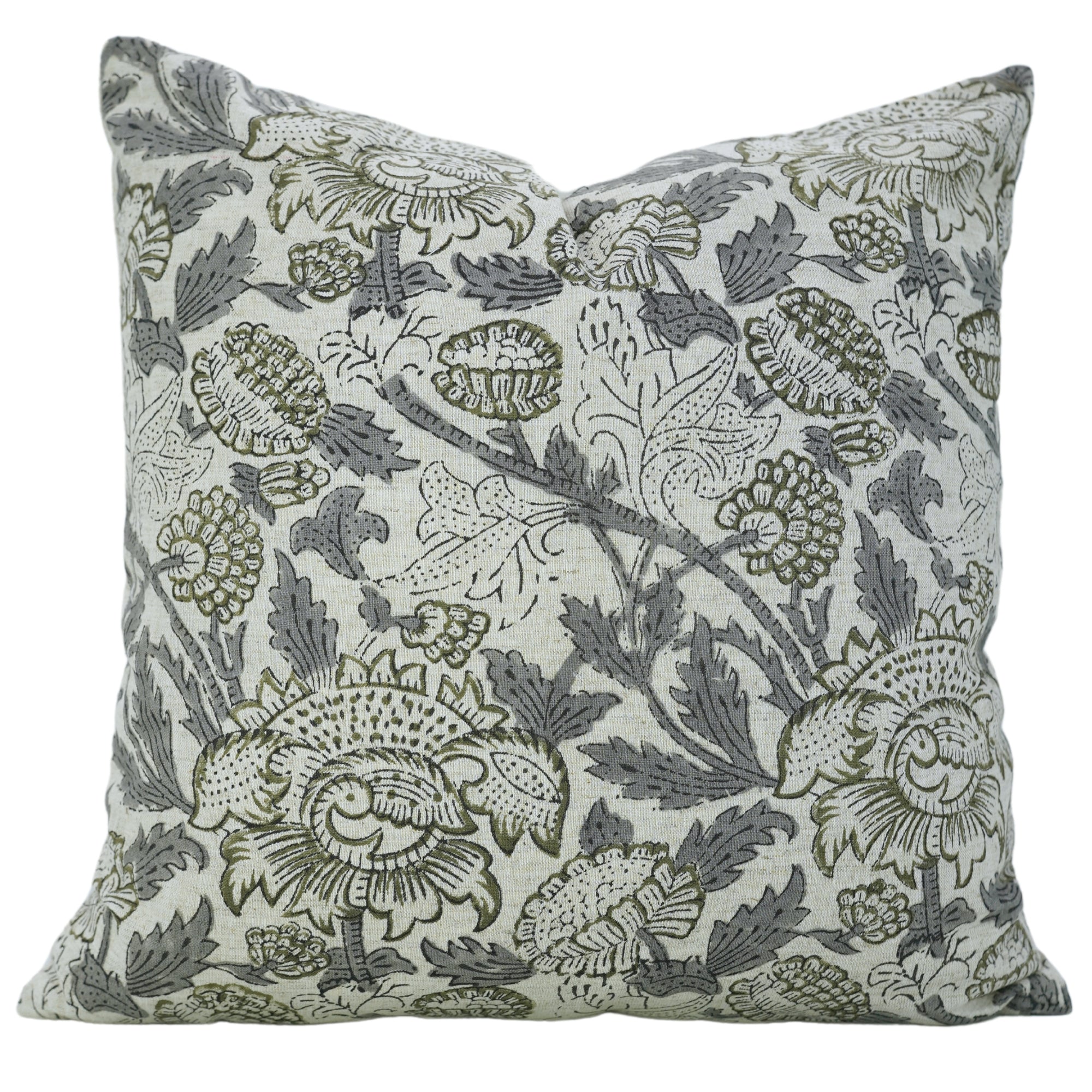 Block Print Viscous Linen Pillow Cover-Akashgnaga