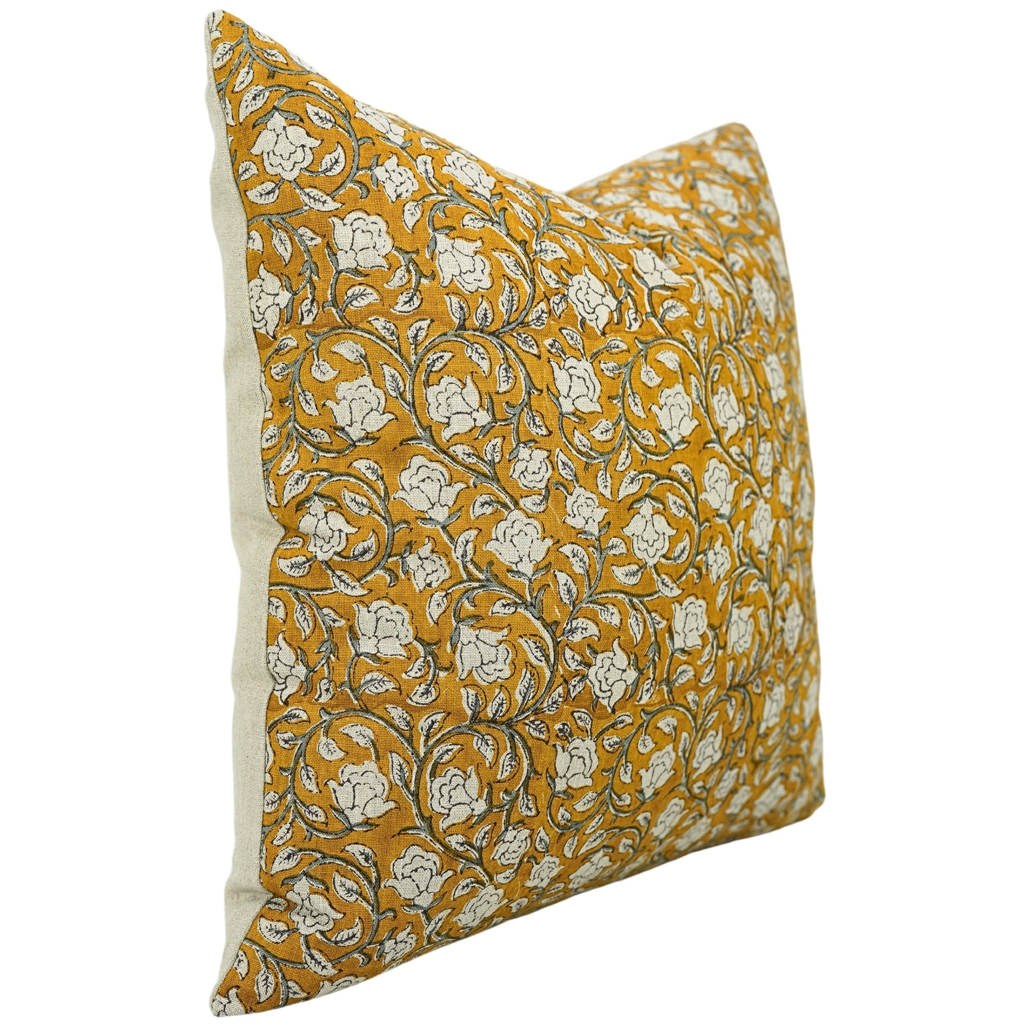 Block print Pure Linen throw pillow cover- AMRITVELA - Fabdivine