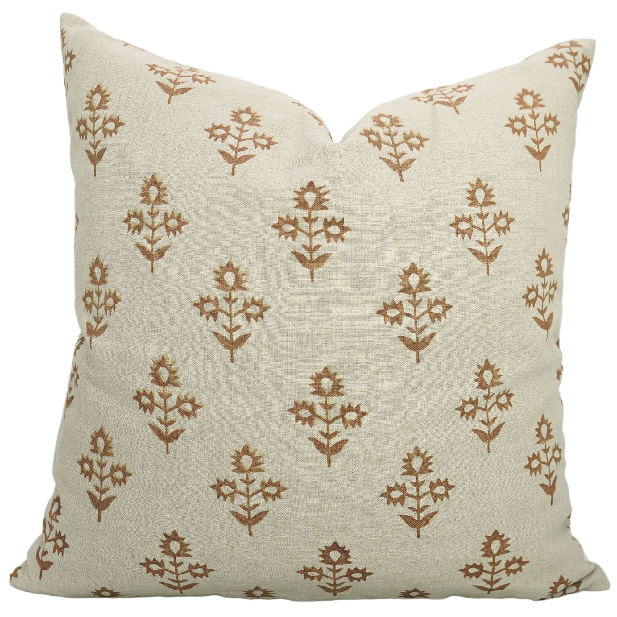 Block print Pure Linen throw pillow cover- CHAMELI - Fabdivine