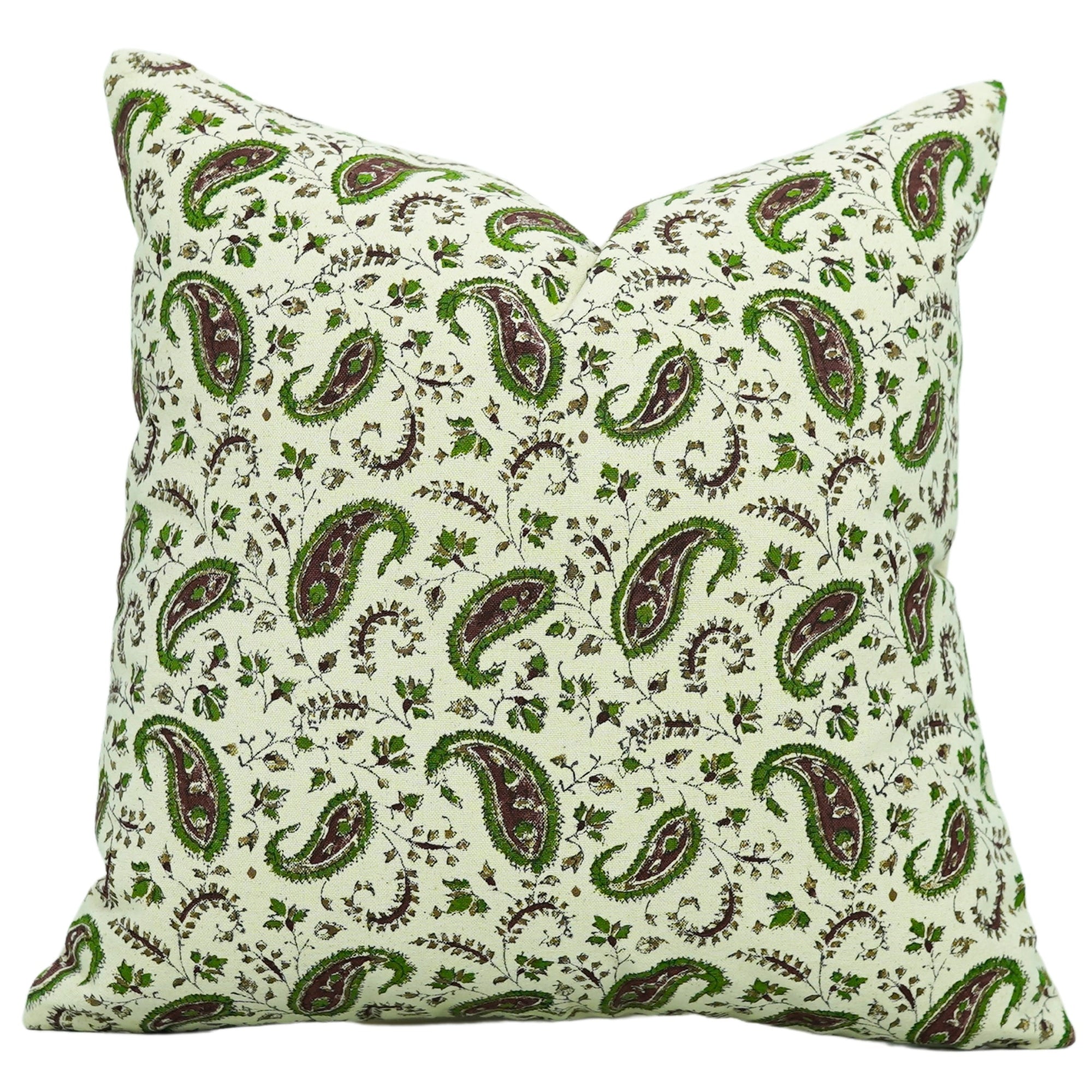 Handmade Floral Designer Lumbar Pillow Cover Thick Cotton Green - KERI JAAL By Fabdivine