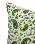 Handmade Floral Designer Lumbar Pillow Cover Thick Cotton Green - KERI JAAL By Fabdivine