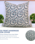 Block Print Pillow Cover For Sofa Couch Or Bed - Pure Linen - Pushpa Varsha