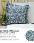 Block Printthick Cotton White Frill Pillow Cover-Himachal