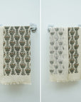 Handmade Traditional Lotus Gray Cotton Floral Waffle Hand Towels By Fabdivine