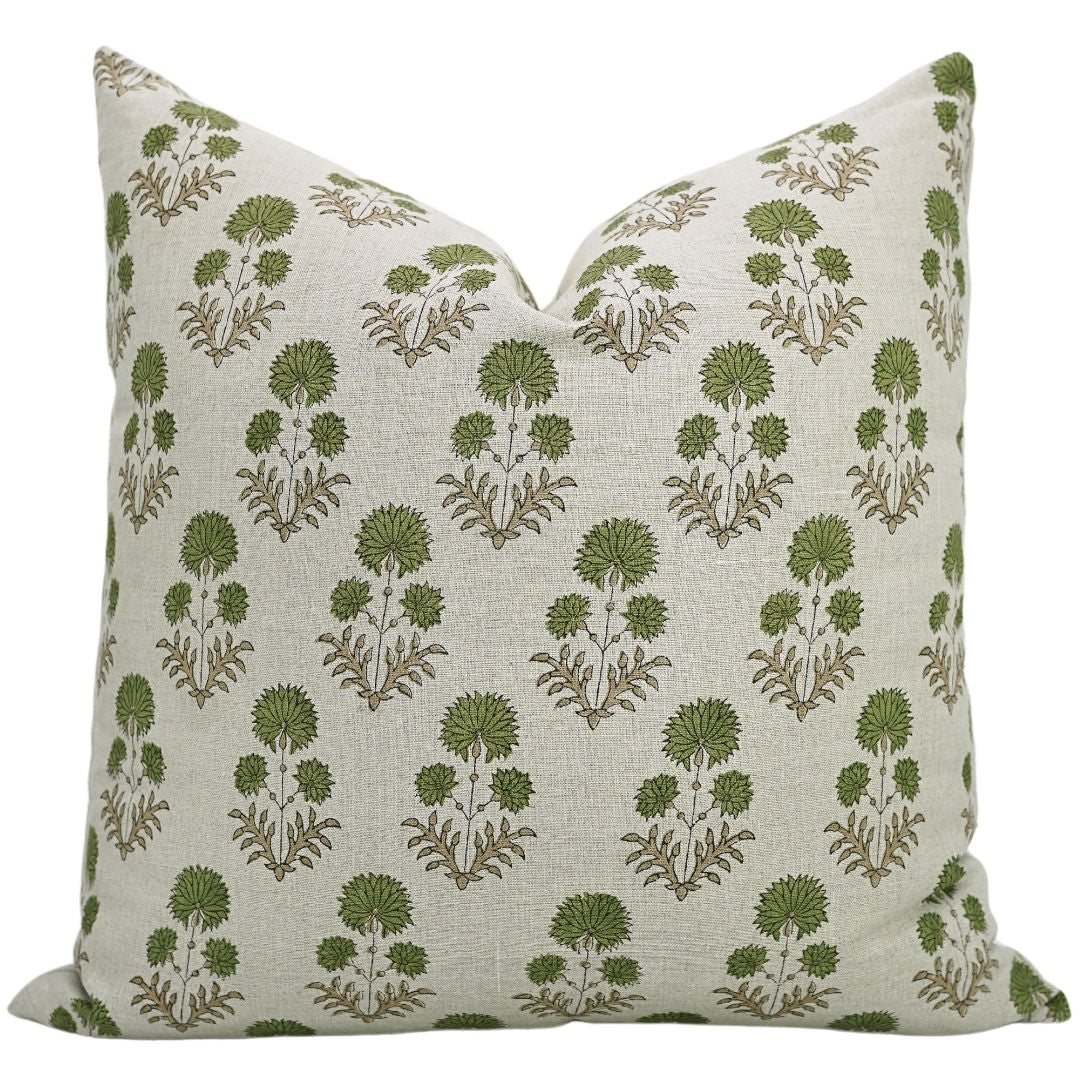 Block Print Linen Pillow Cover- RISHI - FABDIVINE LLC