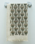 Handmade Traditional Lotus Gray Cotton Floral Waffle Hand Towels By Fabdivine