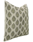 Pure Linen block print designer boho pillow/cushion cover- BETAL LEAF - Fabdivine