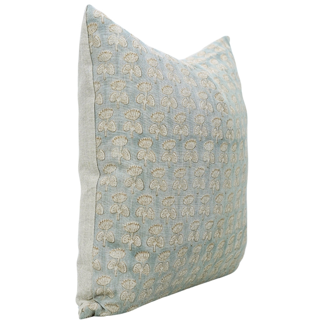 Block Print Linen Pillow Cover- DAMRU - FABDIVINE LLC