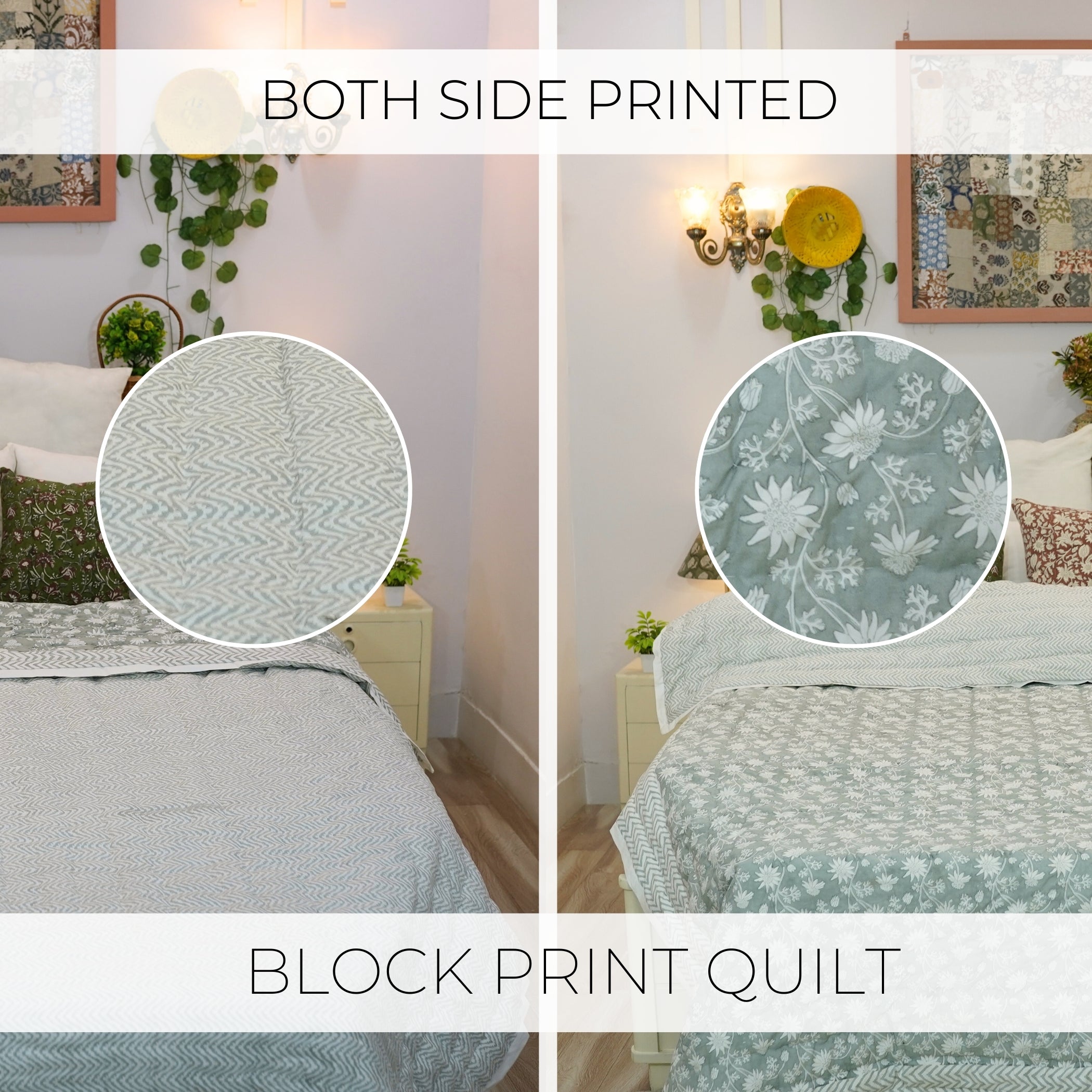 Soft Cotton Block Printed Winter Comforter/Quilts