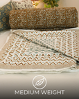 Brown And Gray Soft Cotton Quilts & Blankets – Medium weight & Block Printed