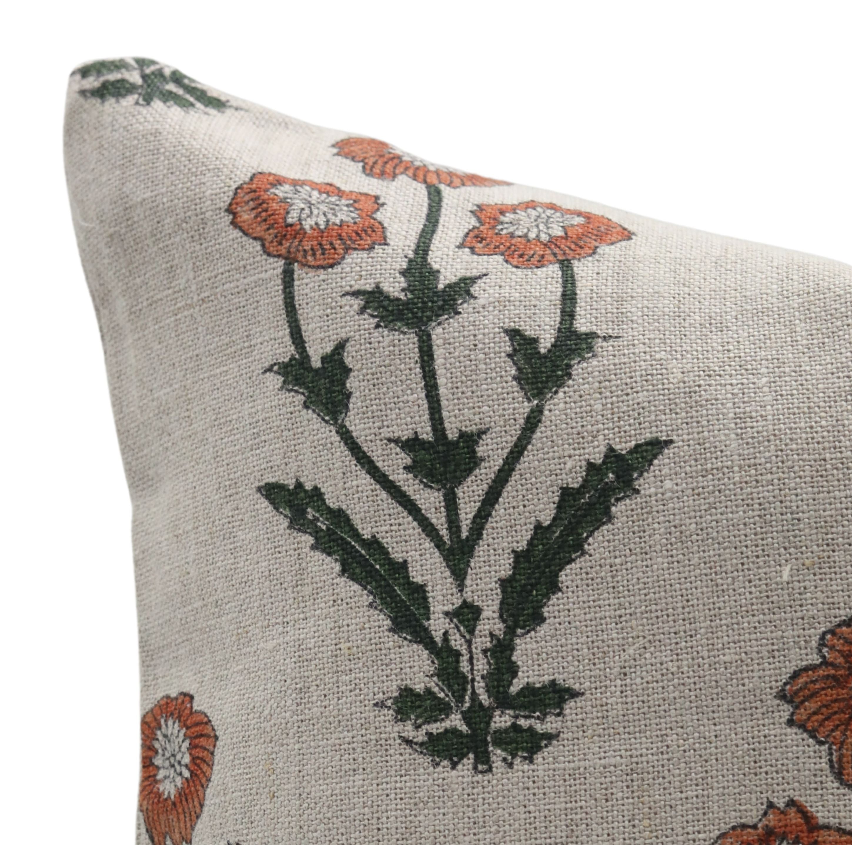 Block Print Linen Pillow Cover- AMITABH - Fabdivine