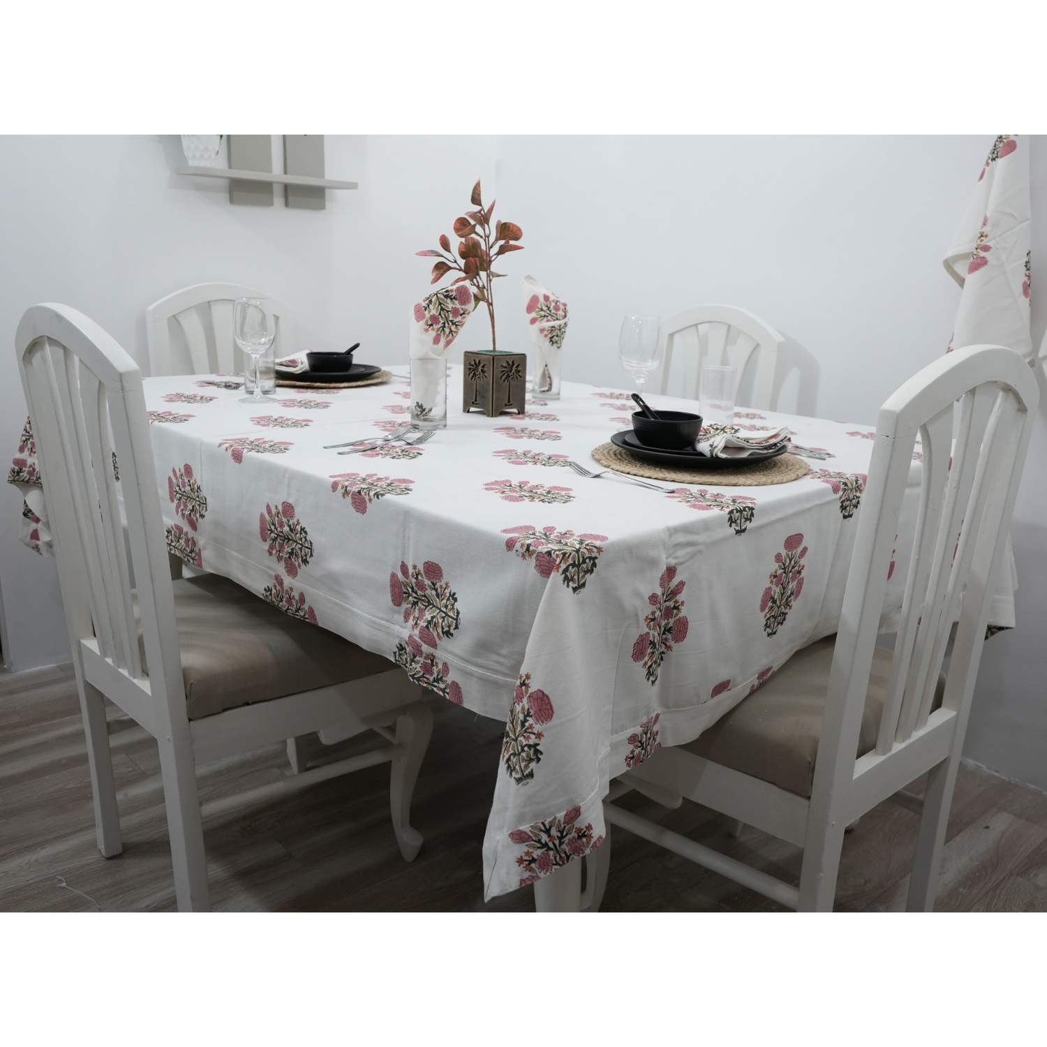 Thick Cotton White Table Cloth-Swadesh