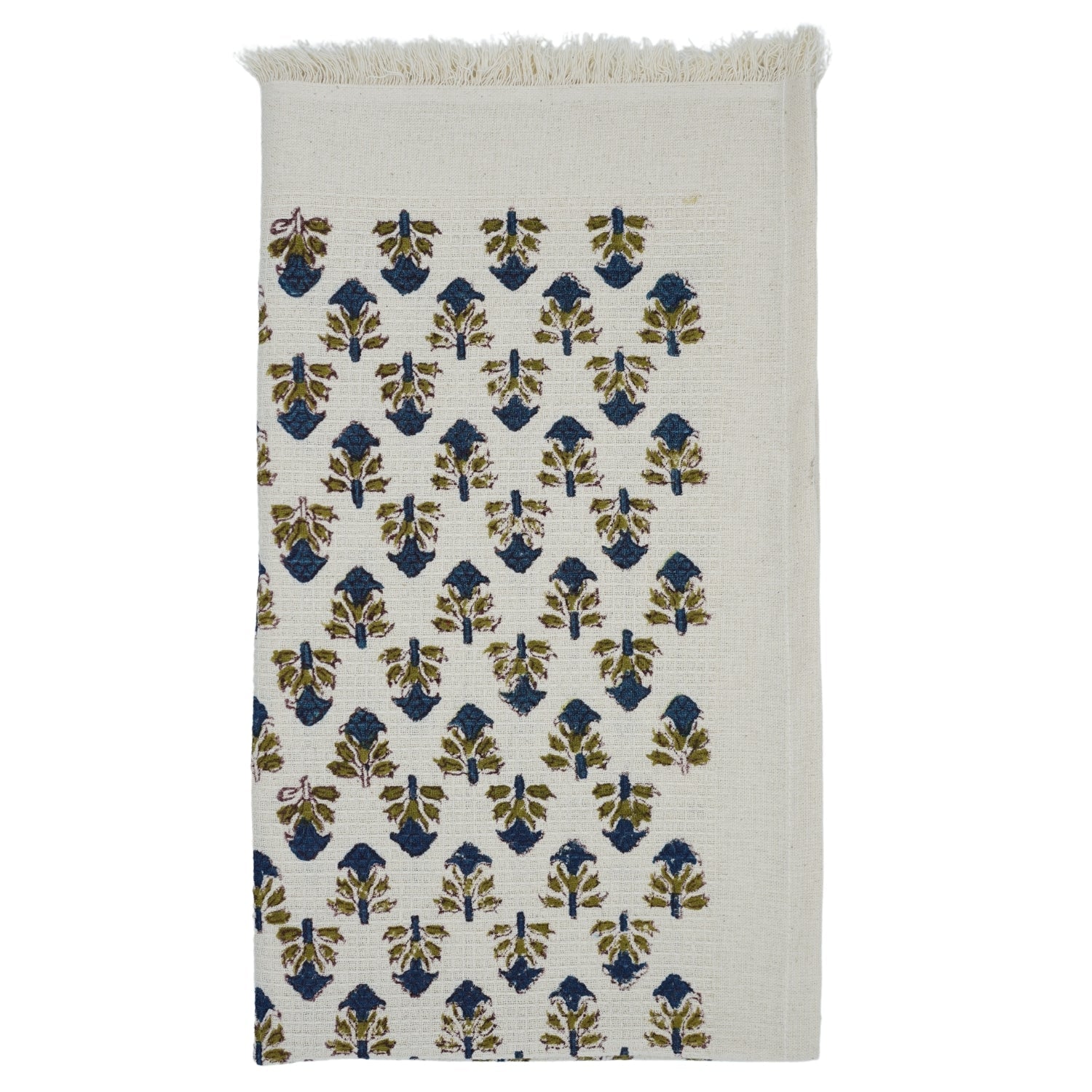 Handblock Patterned Floral Elegance Hand Towels Printed Cotton Waffle Towels - Anant By Fabdivine