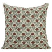 Hand Block Printed Throw Pillow Cover in Red - Premium Linen Blend