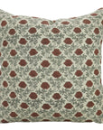 Hand Block Printed Throw Pillow Cover in Red - Premium Linen Blend