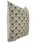 Hand Block Printed Throw Pillow Cover in Red - Premium Linen Blend