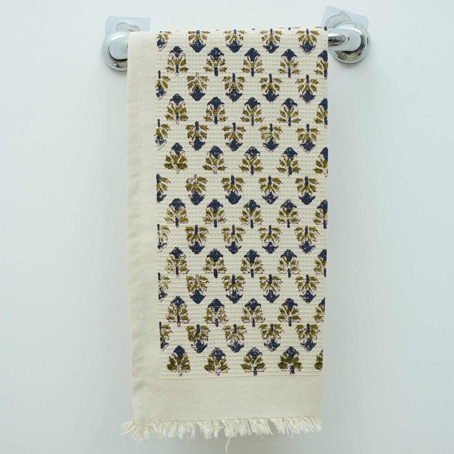 Handblock Patterned Floral Elegance Hand Towels Printed Cotton Waffle Towels - Anant By Fabdivine