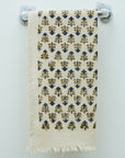 Handblock Patterned Floral Elegance Hand Towels Printed Cotton Waffle Towels - Anant By Fabdivine