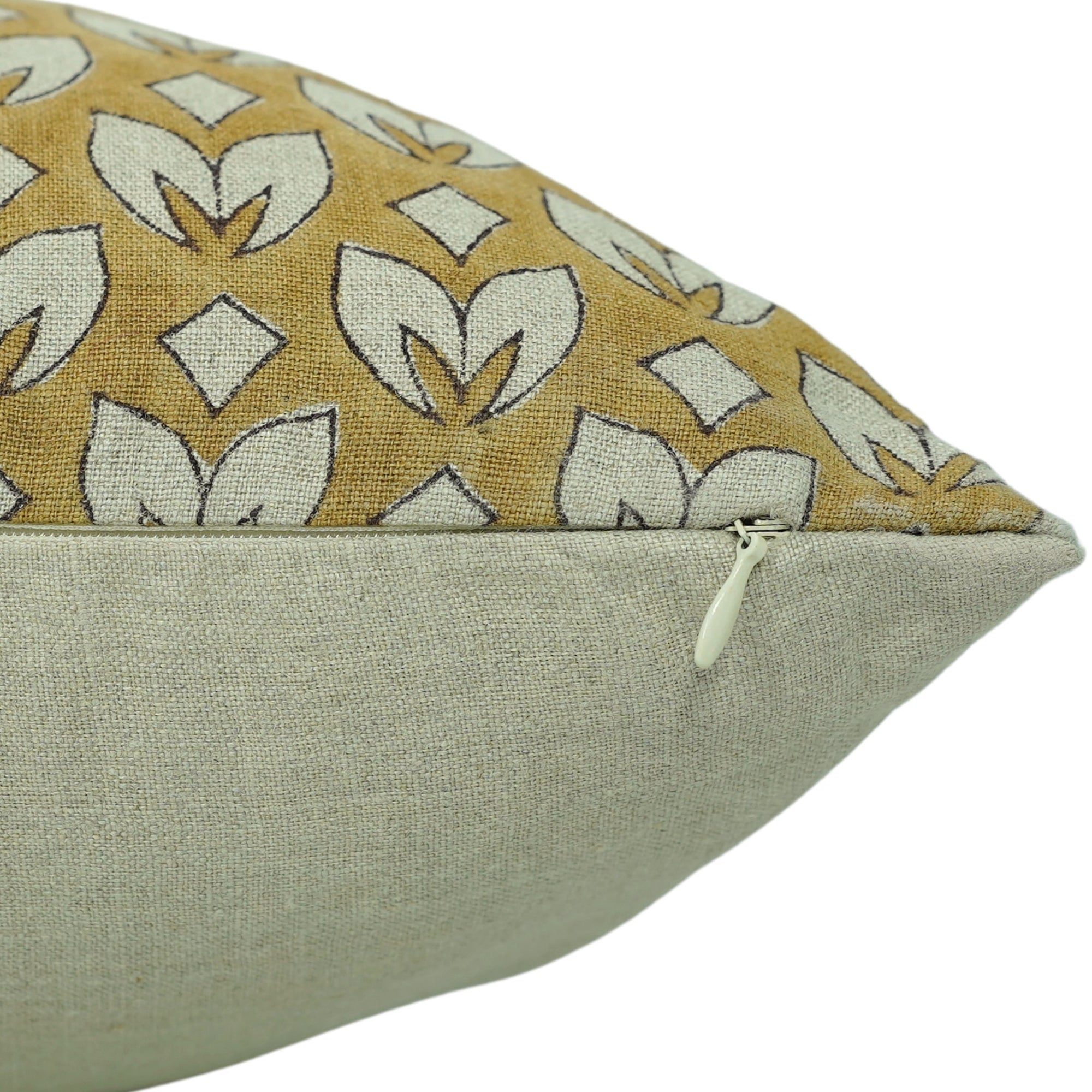 Titlee Mustard Floral Pure Linen Cushion Cover With Border – Elegant Handmade Home Accent By Fabdivine