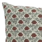 Hand Block Printed Throw Pillow Cover in Red - Premium Linen Blend