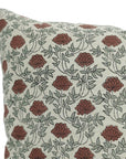 Hand Block Printed Throw Pillow Cover in Red - Premium Linen Blend