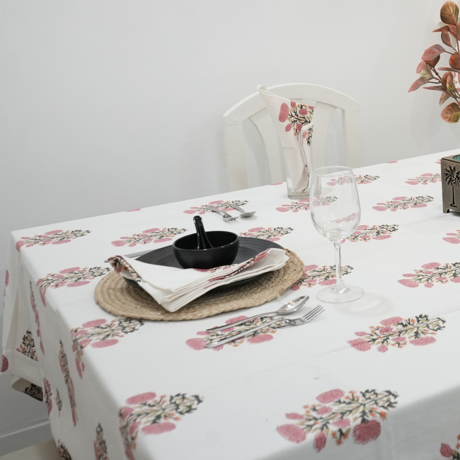 Thick Cotton White Table Cloth-Swadesh