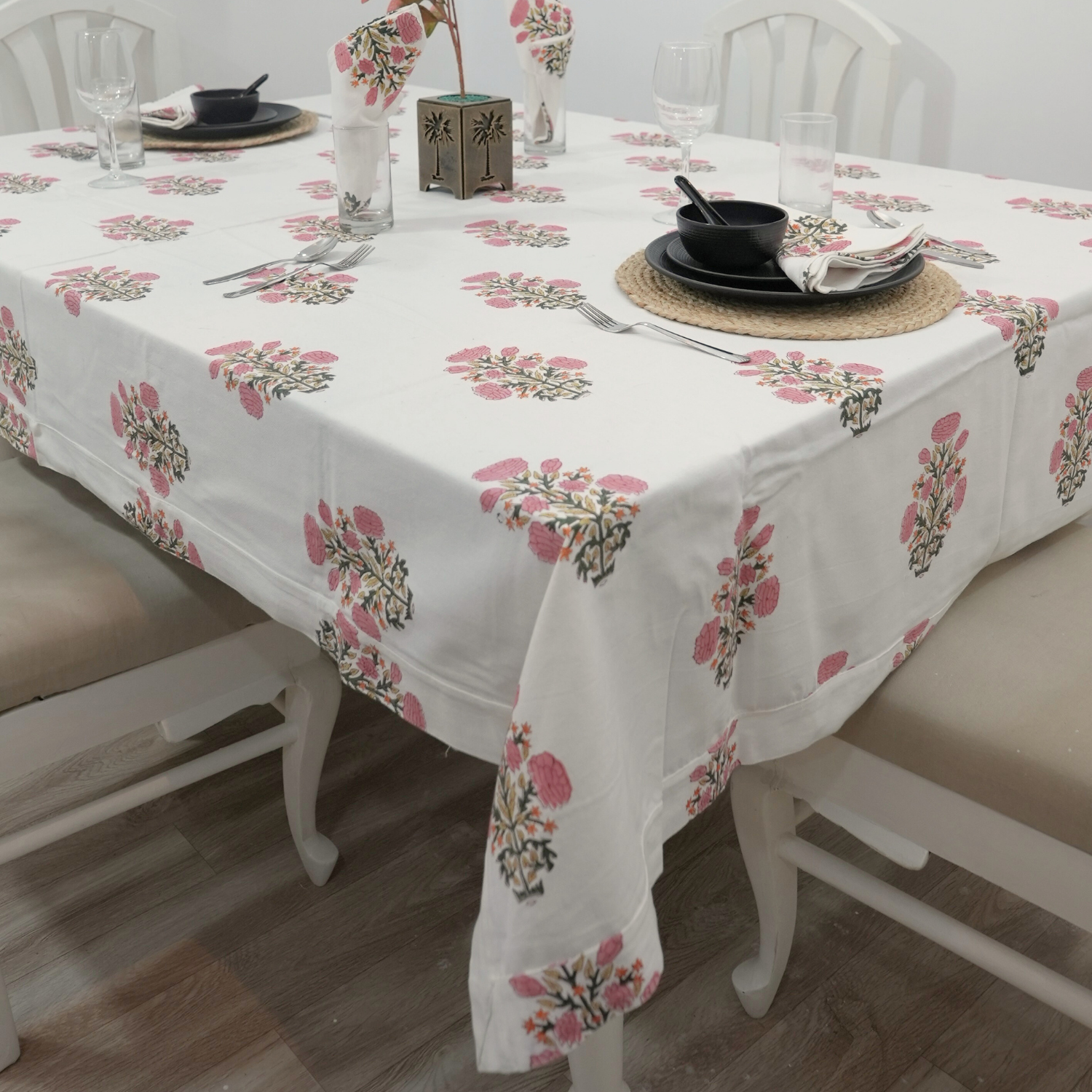 Thick Cotton White Table Cloth-Swadesh