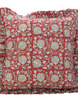 Block Print Thick Linen Frill Pillow Cover- 6 Kamal