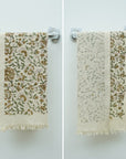 Handmade Floral Cotton Waffle Kitchen Hand Towels - Pusplata Brown Elegance By Fabdivine