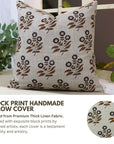 Block Print Thick Linen  Pillow Cover- Neha