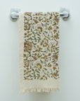 Handmade Floral Cotton Waffle Kitchen Hand Towels - Pusplata Brown Elegance By Fabdivine