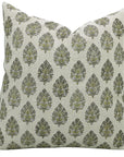 Pure Linen block print designer boho pillow/cushion cover- BETAL LEAF - Fabdivine