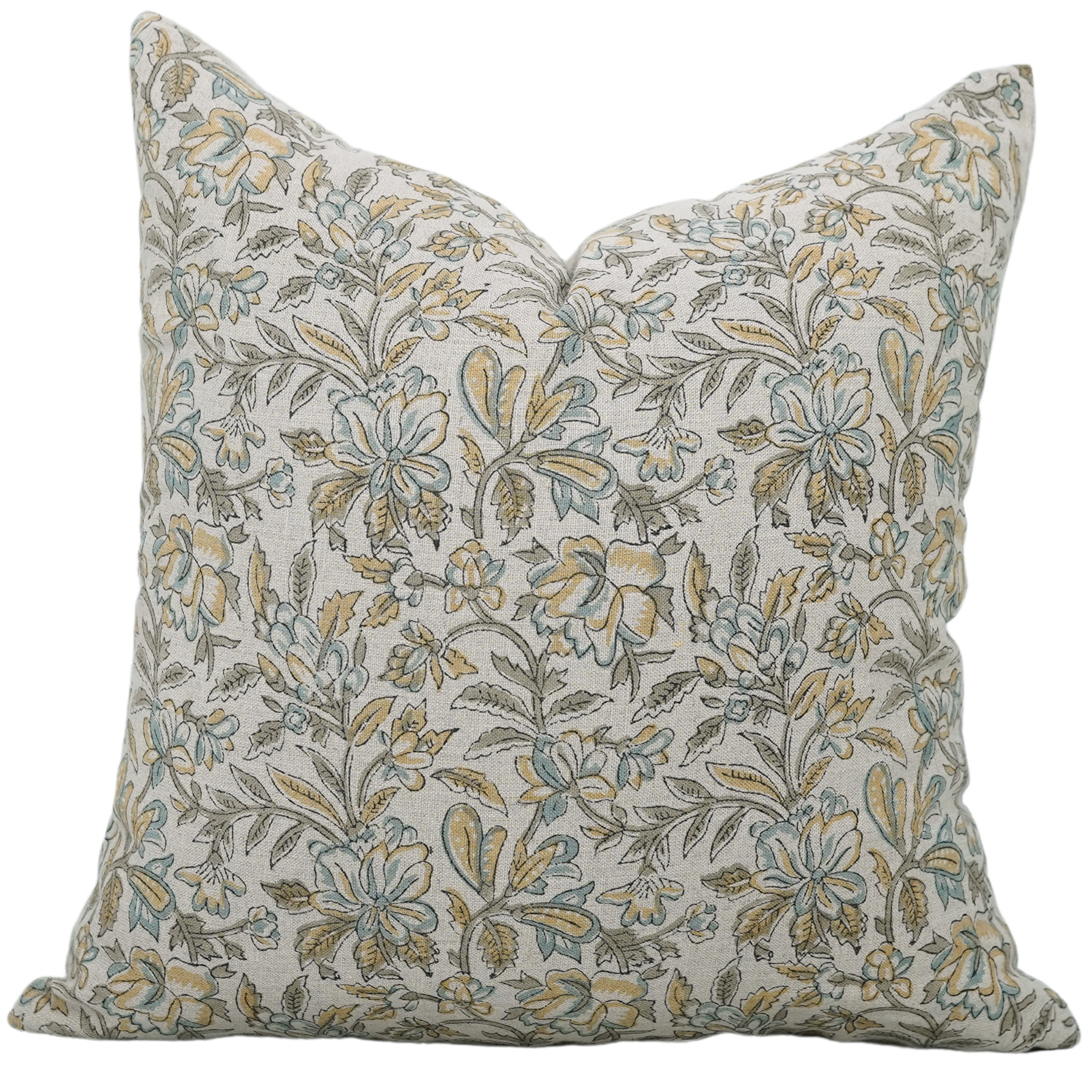 Block Print Linen Pillow Cover- Kudrat - FABDIVINE LLC