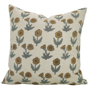 Boho Handblock Printed Cushion/Pillow Cover – Brown & Gray Linen Blend