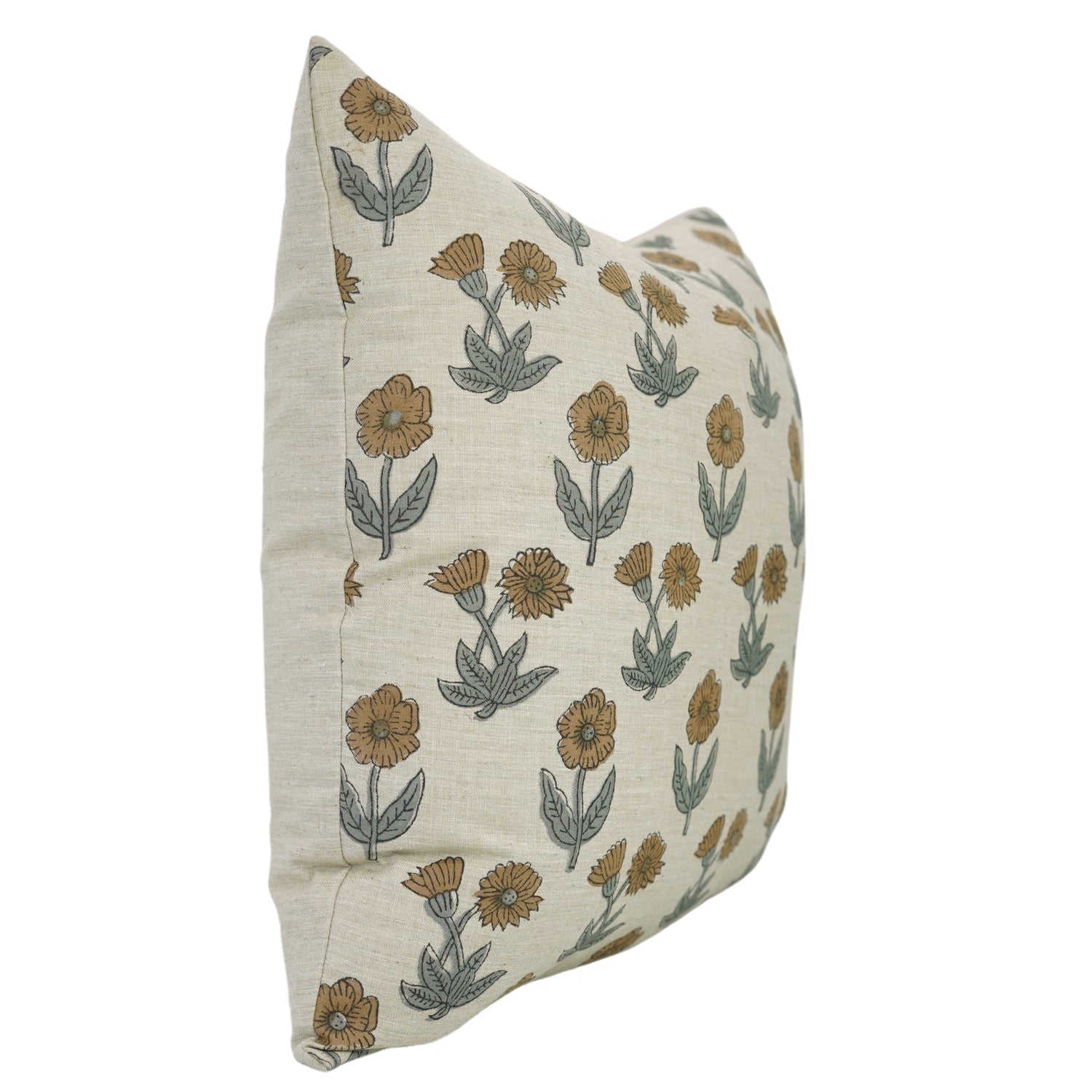 Boho Handblock Printed Cushion/Pillow Cover – Brown &amp; Gray Linen Blend