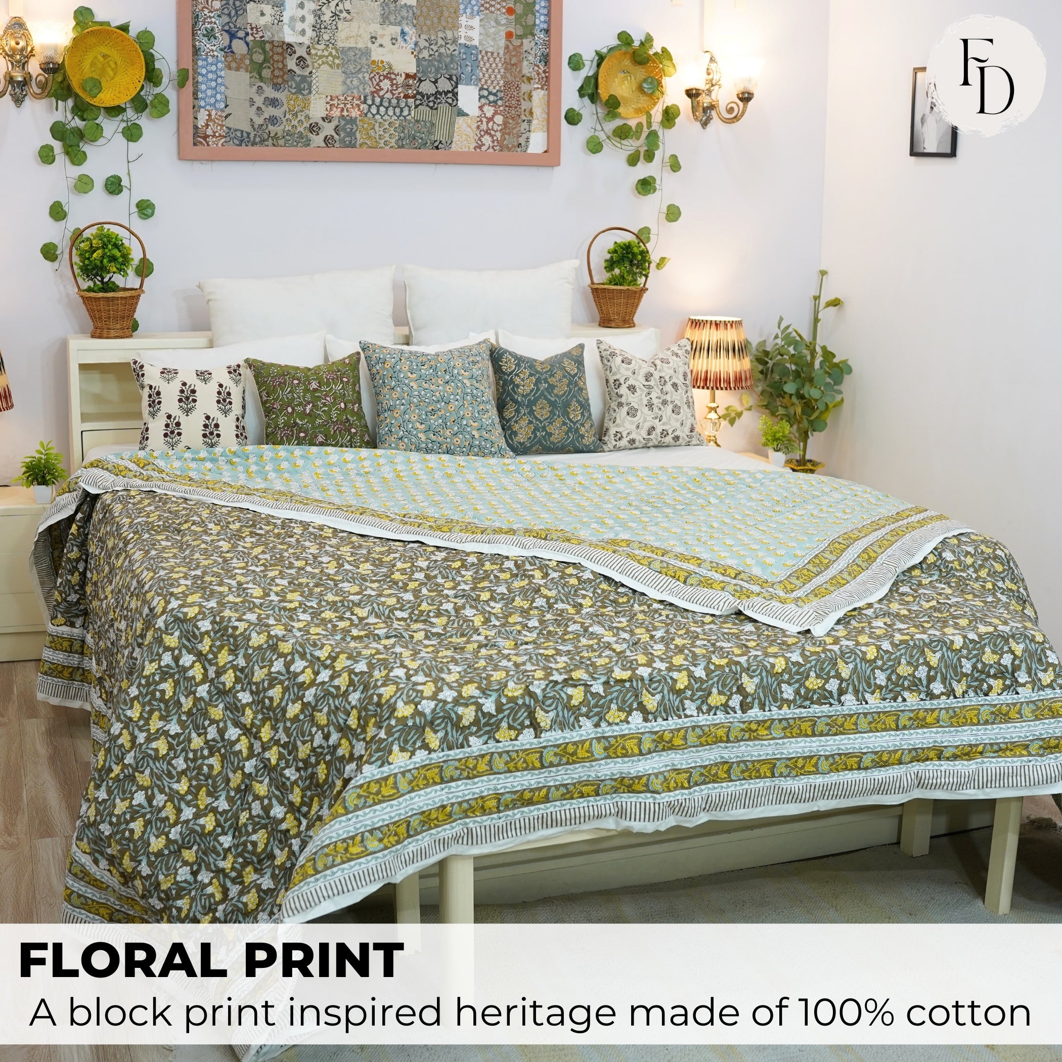 Cotton Quilts/Blanket – Mediumweight & Block Printed