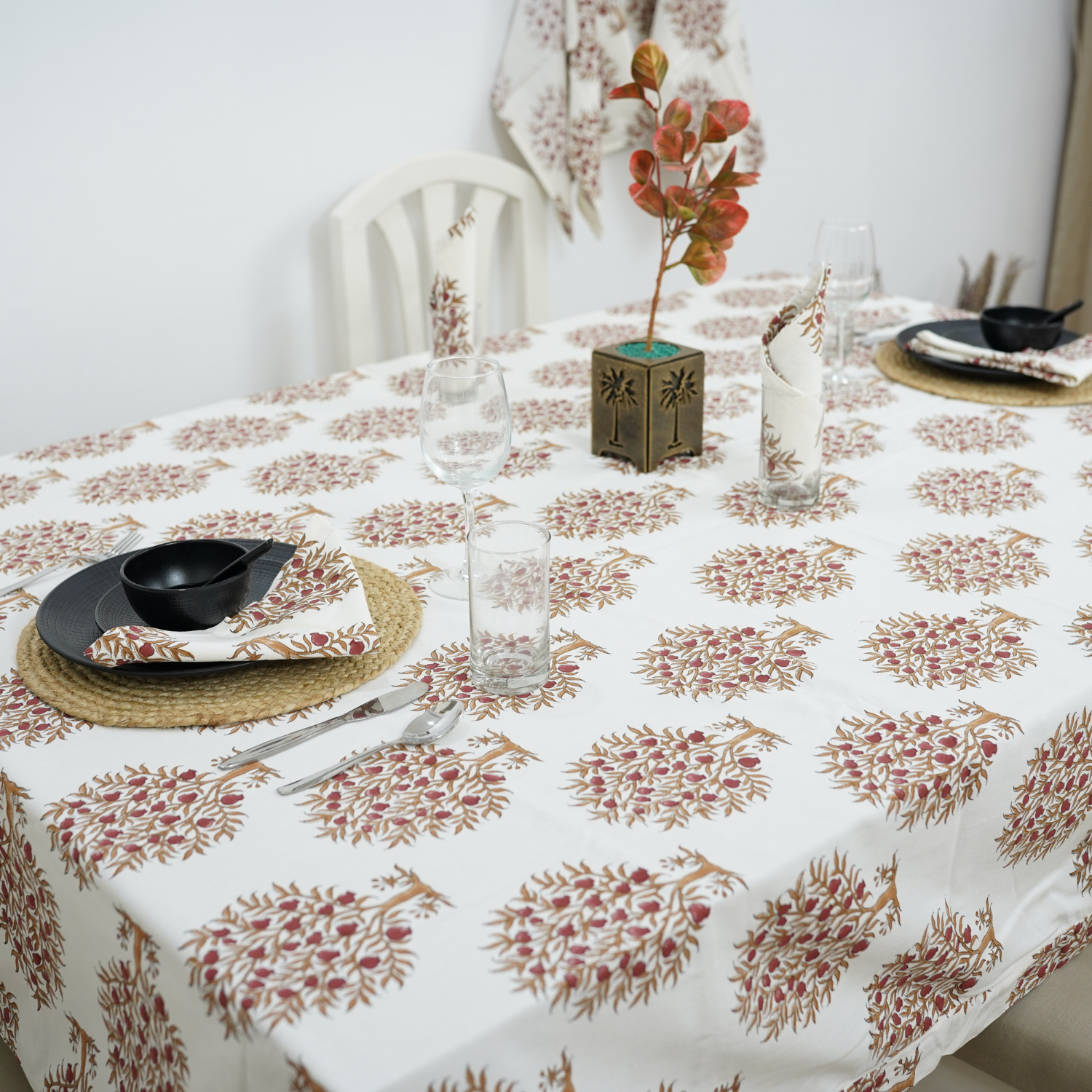 Thick Cotton White Table Cloth-Anar