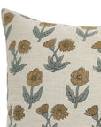 Boho Handblock Printed Cushion/Pillow Cover – Brown & Gray Linen Blend