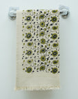 Handcrafted Block Printed Cotton Waffle Hand Towels - Perfect For Kitchen & Bathroom (Rakhi Green) By Fabdivine