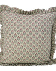 Block Print Thick Linen Frill Pillow Cover-Alia